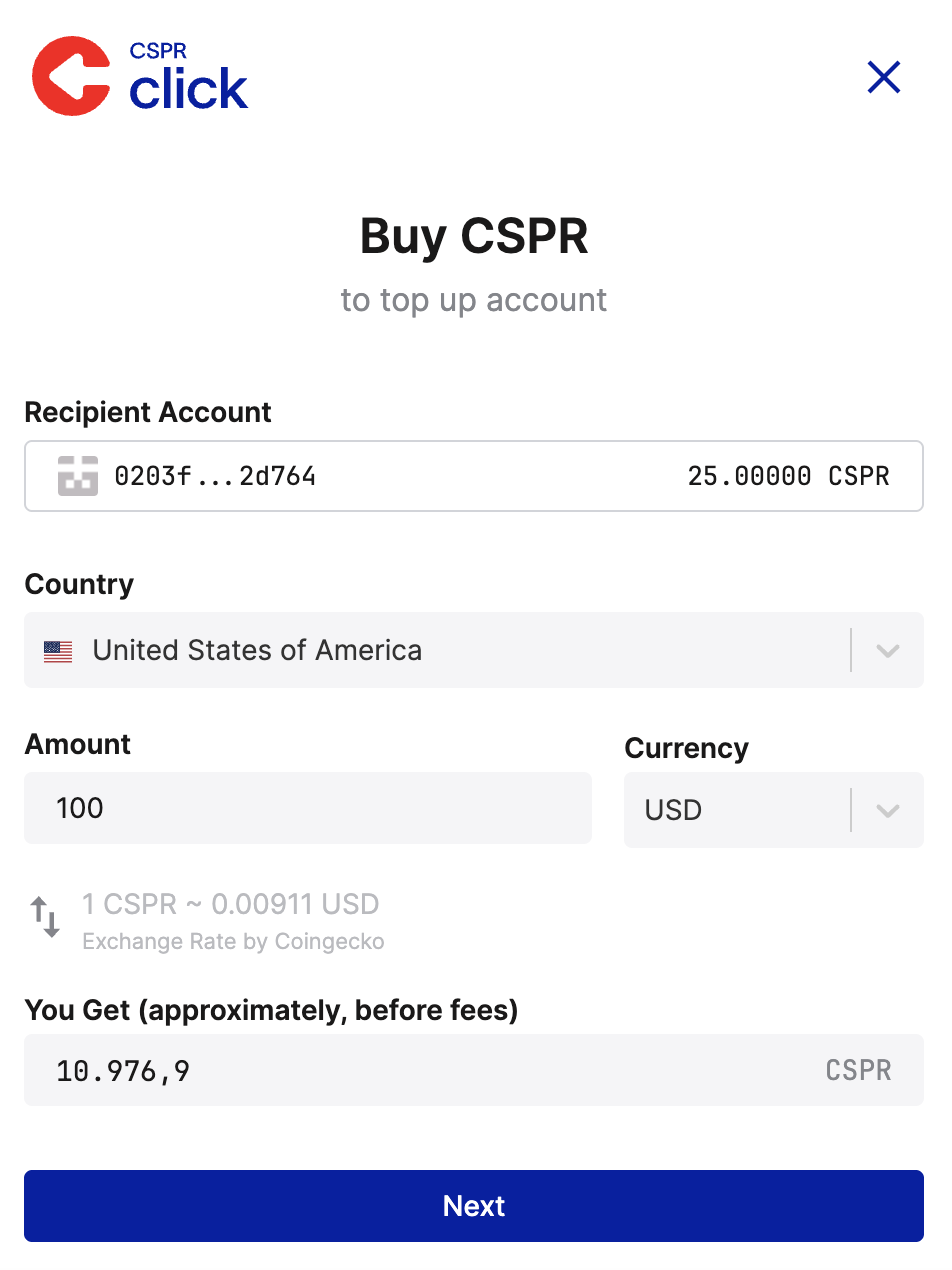 CSPR.live top Buy CSPR screen