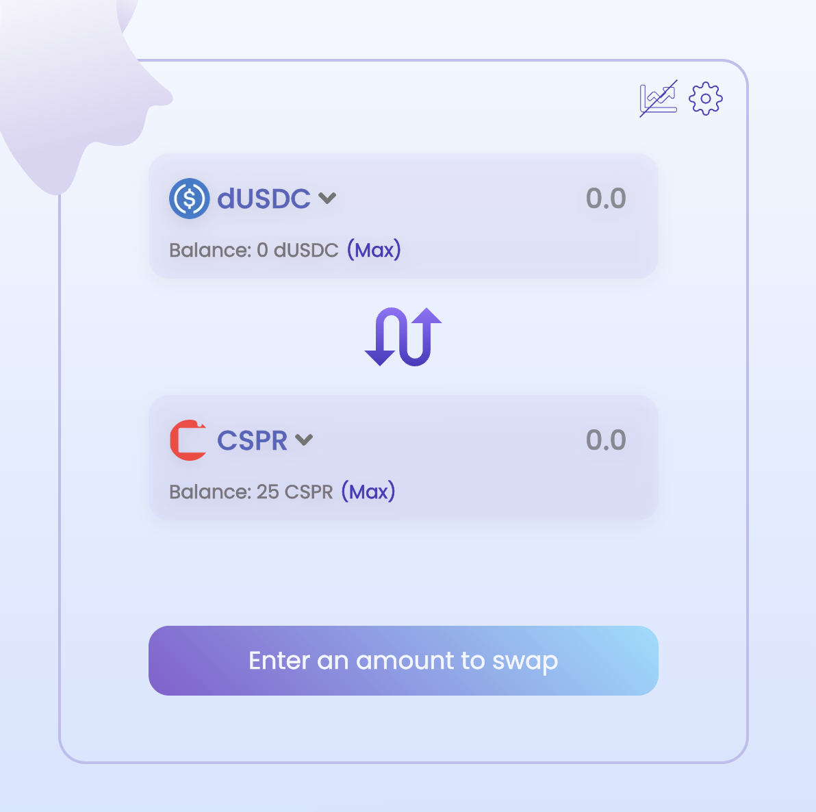 Friendly Market Swap Token screen